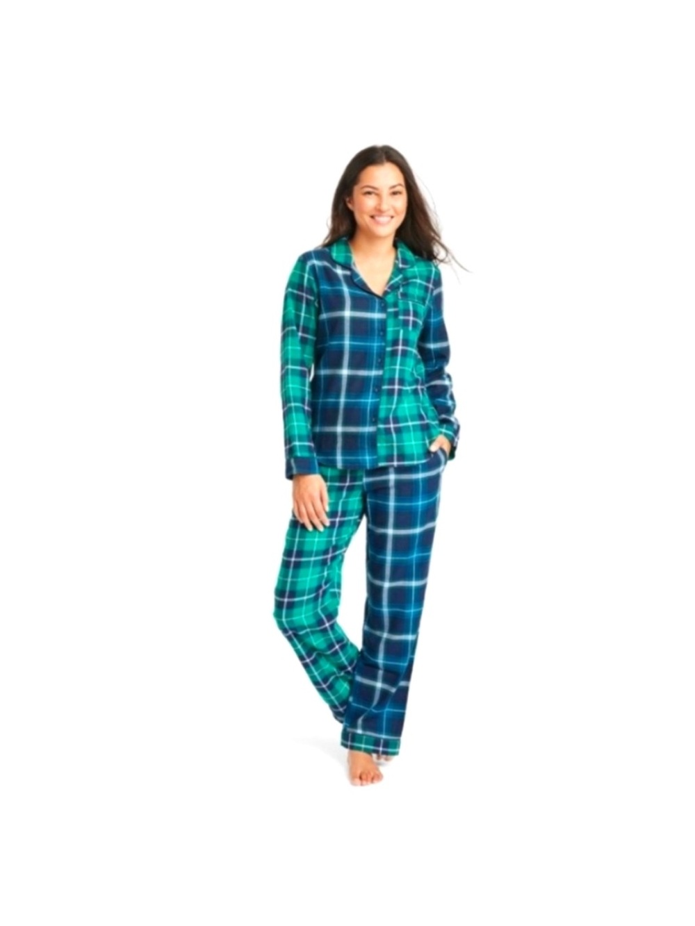 stars above Green & Navy Plaid Perfectly Cozy Flannel PJ Set